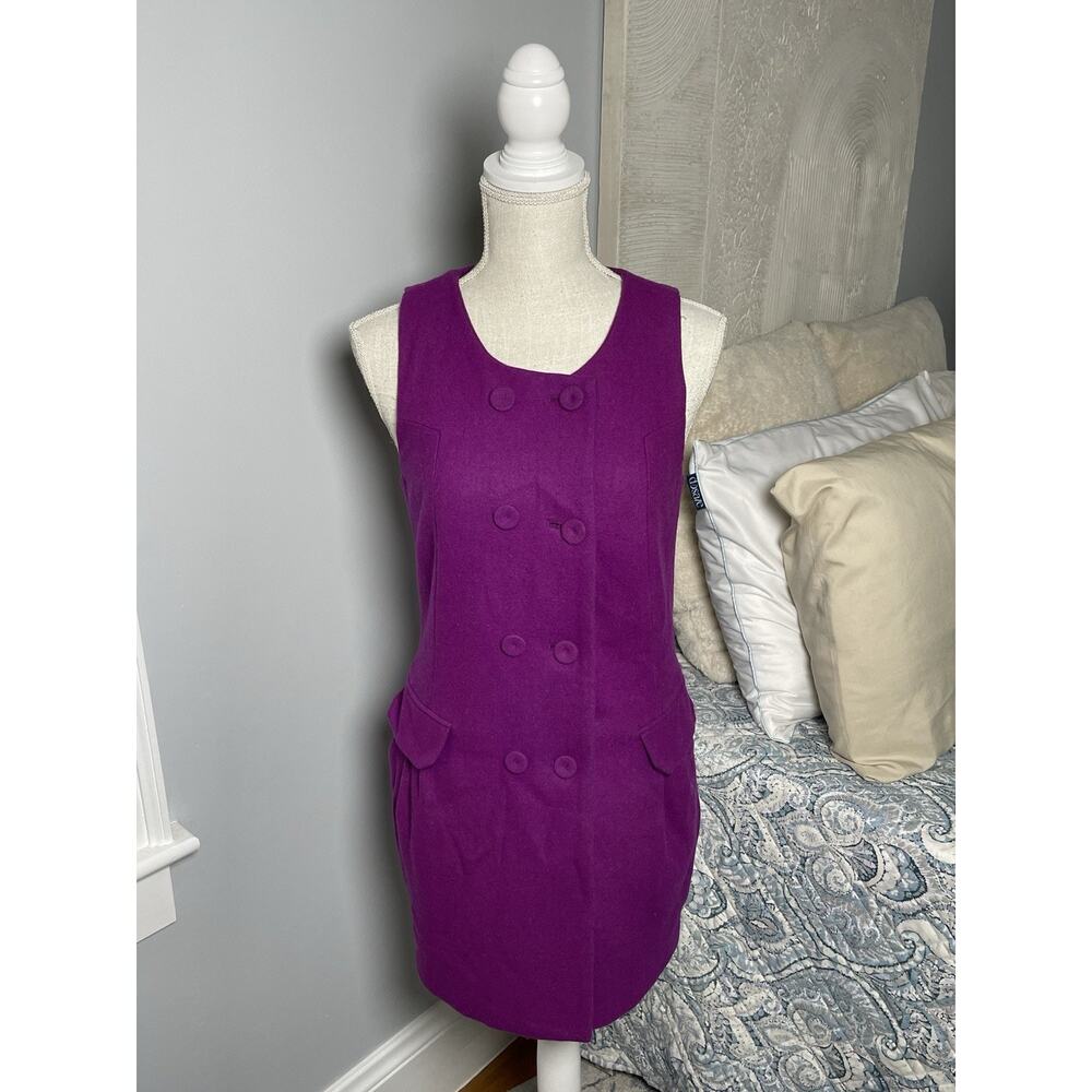 Forever 21 Purple Wool Blend Sleeveless Dress S | Mod Shift Retro 60s Halloween